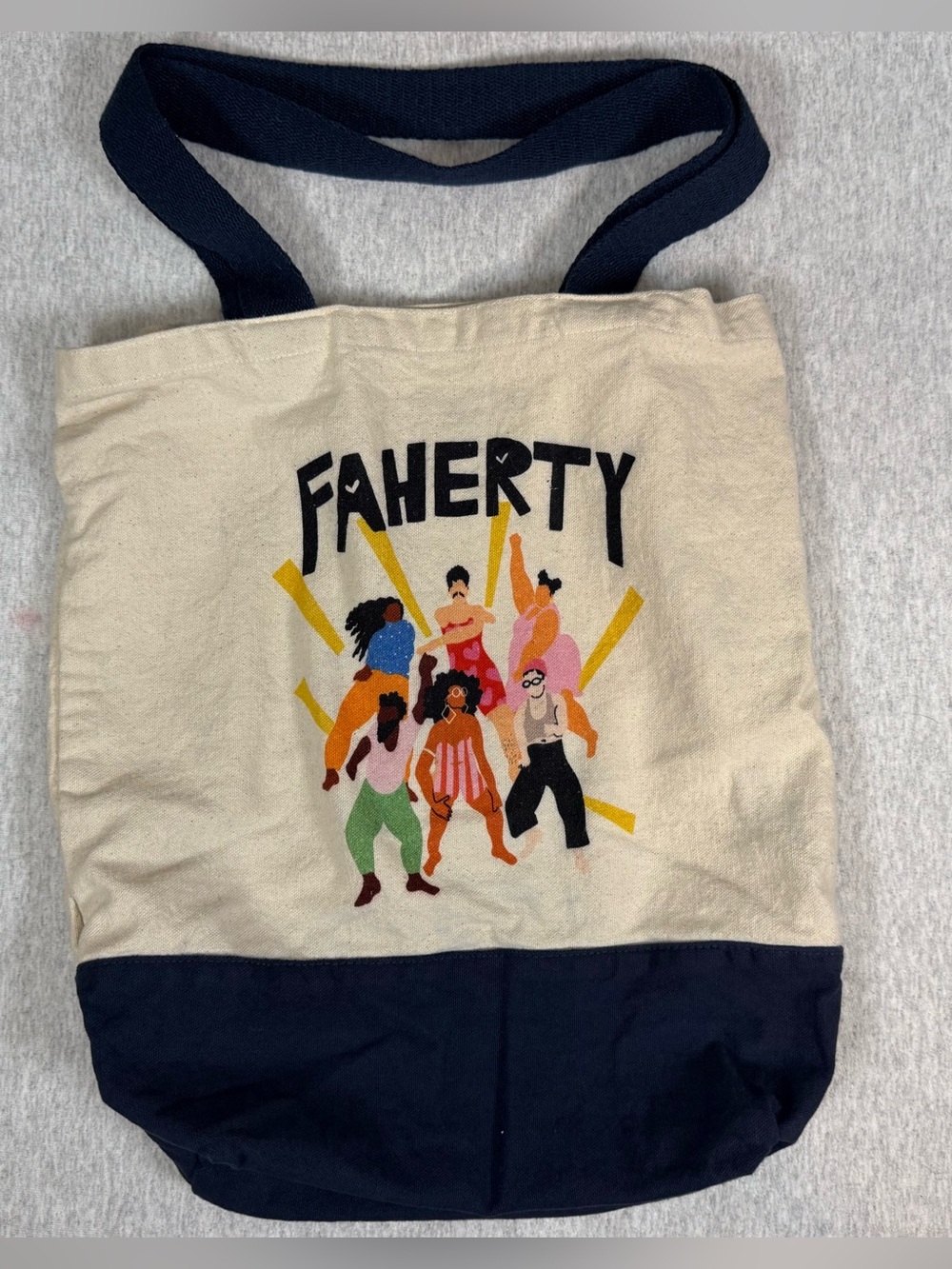 Faherty Graphic Canvas Tote Bag Cotton Beach Shopping Bag